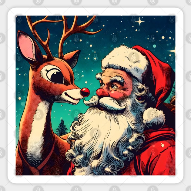 Illuminate the Holidays: Whimsical Rudolph the Red-Nosed Reindeer Art for Festive Christmas Prints and Joyful Decor! Sticker by insaneLEDP